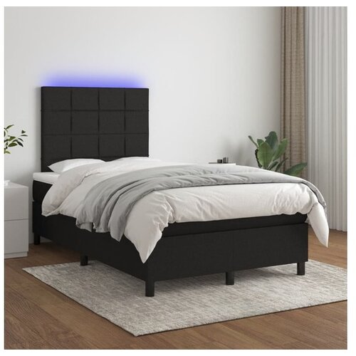  Box spring postelja z vzmetnico LED črna 120x200 cm blago Cene
