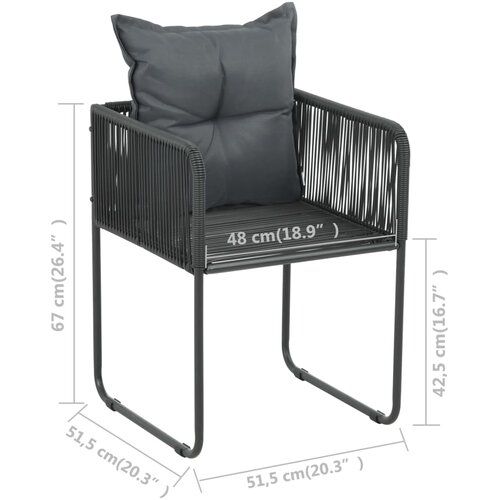  3-dijelni vrtni blagovaonski set od PVC ratana crno-smeđi Slike