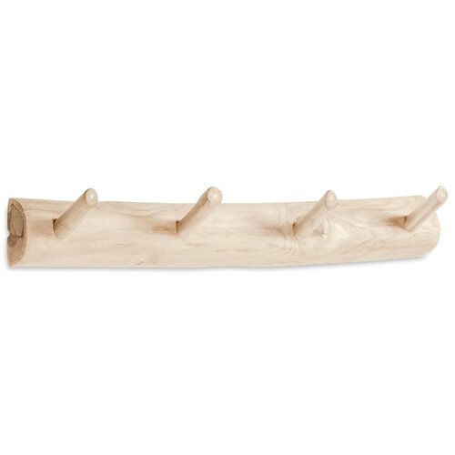 Kave Home Stenski obe&scaron;alnik iz masivnega tika v naravni barvi 63 cm Gaillech &ndash; Cene
