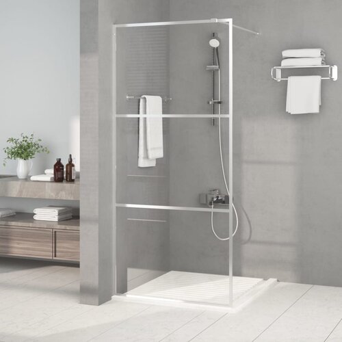 Pregrada za tu&scaron; srebrna 90 x 195 cm s prozirnim staklom ESG Cijene