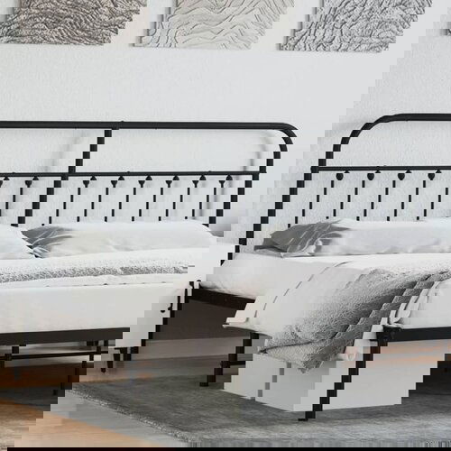 VidaXL Metalno uzglavlje crno 200 cm Slike