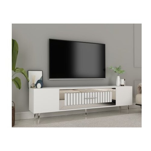 Hanah home TV komoda Dekolp3, 150x48,2x29,6 cm, Bijelo-Srebrne boje Cene