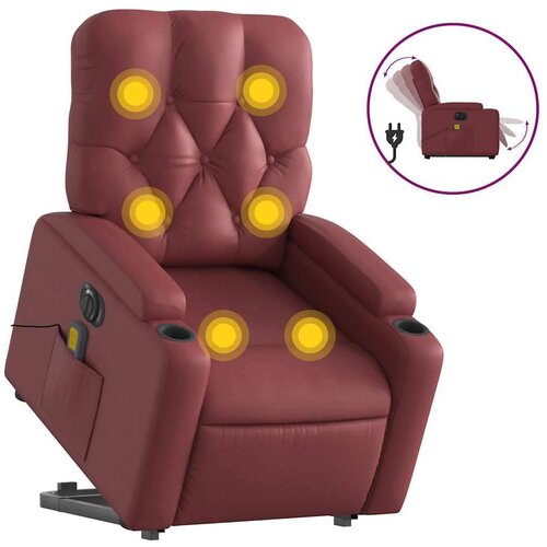 VidaXL Električni masažni naslonjač na podizanje crvena boja vina Slike