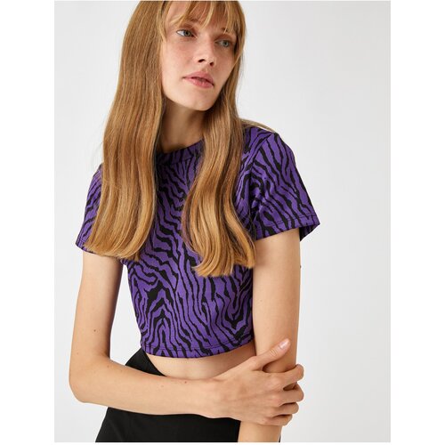 Koton Zebra Patterned Crop T-Shirt Slike