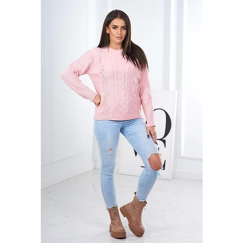 Kesi Sweater with braided weave powder pink