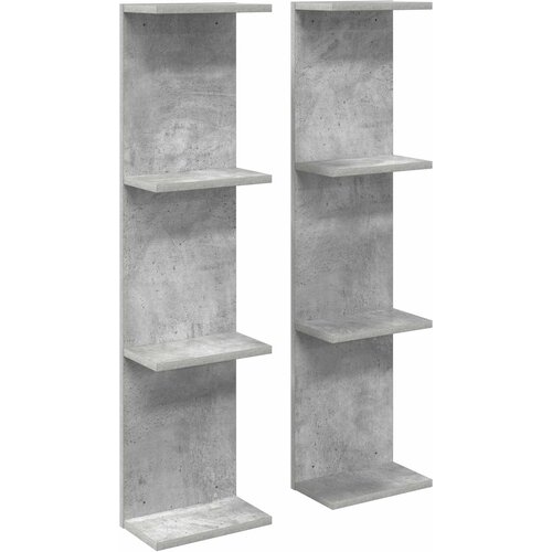 vidaXL Zidna polica 2 kom. Betonska siva 22 x 15 x 100 cm - Betonska siva 2 22 x 15 x 100 cm (4 etaže) Cene