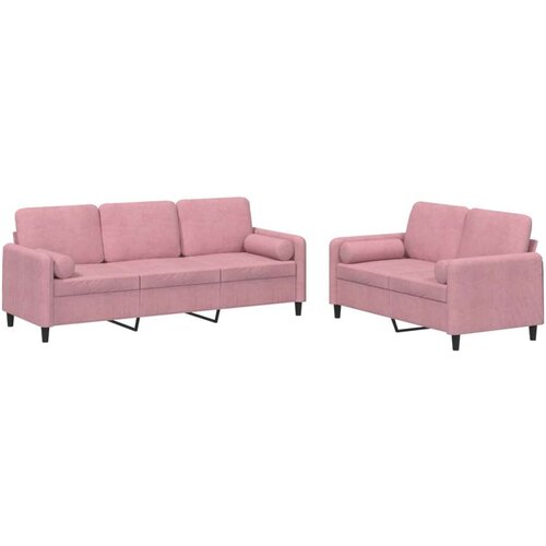 vidaXL 2-dijelni set sofa s jastucima ružičasti baršunasti Cene