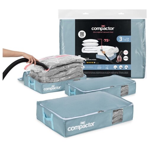 Compactor Vakuumske plastične &amp;scaron;katle za pod posteljo v kompletu 3 ks 65x45x15,5 cm Blue Edition &amp;ndash; Slike