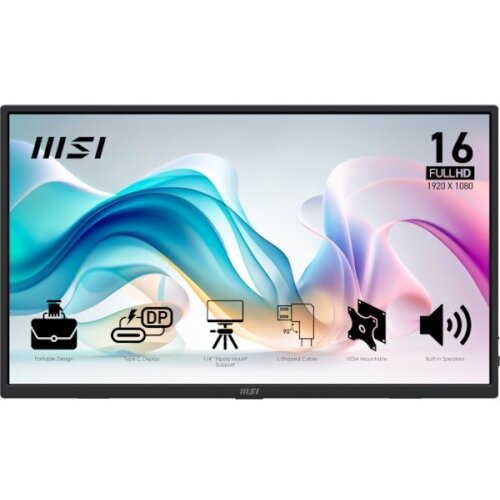 MSI Zaslon PRO MP165 E6 / 15.6" / FHD / IPS / 60Hz / 4ms (GtG) / prenosljiv / črn - PD 15W Cene