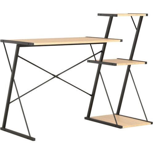 vidaXL Radni stol s policom crni i boja hrasta 116 x 50 x 93 cm Cijene
