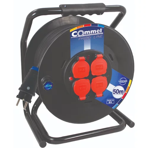 Commel kabel na bubnju (4-struko, crne boje, 50 m)