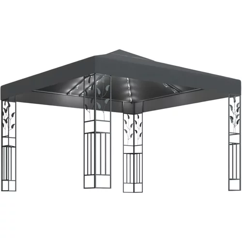 vidaXL Paviljon z LED lučkami 3x3 m antraciten
