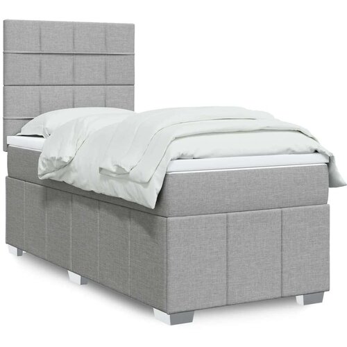 vidaXL Box spring postelja z vzmetnico svetlo siva 80x200 cm blago Cene
