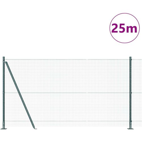 VidaXL Zavarena žičana ograda s 13 postolja sa flan&amp;scaron;ama Zelena 1.2x25 m Čelik Slike
