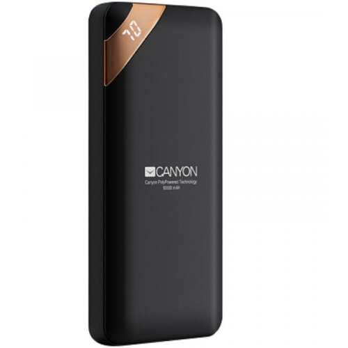 Canyon Compact power bank Black with digital display 10000 mAh Dual USB Smart IC 5V/2.1A, (2 * USB) CNE-CPBP10B Slike