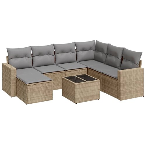 vidaXL 8-dijelni set vrtnih sofa od poliratana s jastucima bež Cene