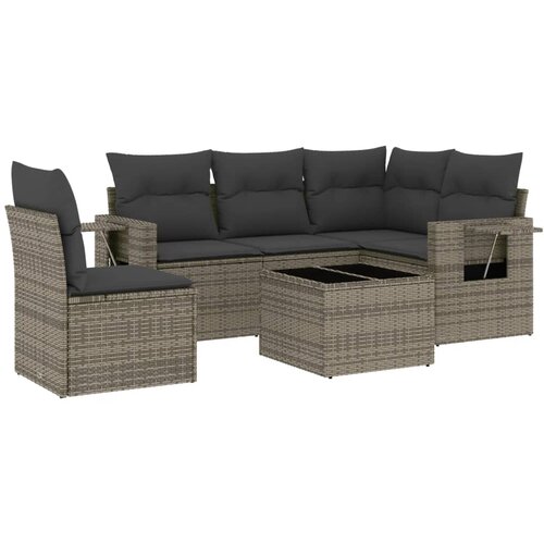 vidaXL 6-dijelni set vrtnih sofa s jastucima crni od poliratana Cijene