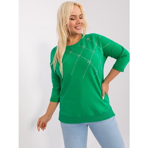 Fashion Hunters Plus size green cotton blouse Slike