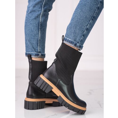 SHELOVET Black women&amp;#039;s ankle boots with elastic upper Slike
