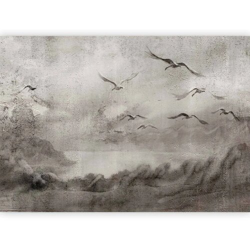  Foto tapeta - Swan flight - abstract landscape of birds over a lake with texture 250x175 Premium Slike