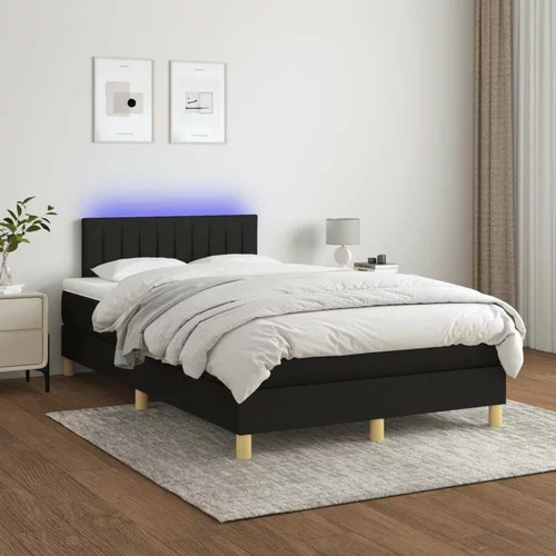  Box spring postelja z vzmetnico LED črna 120x200 cm blago, (20723460)