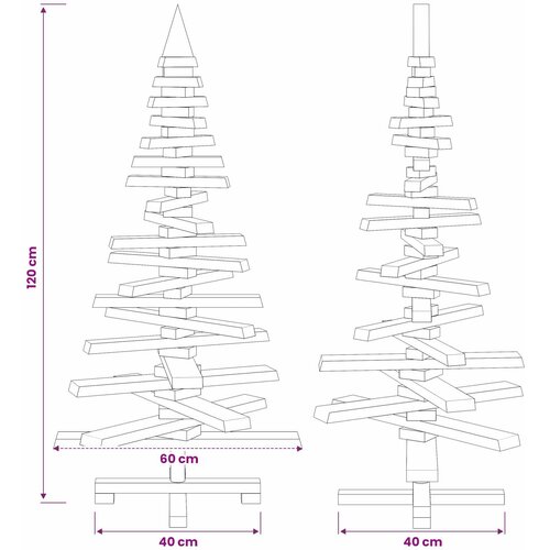  Drveno božićno drvce KOTKA 120 cm Masivna borovina Slike