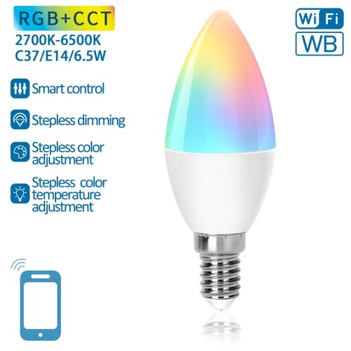 Aigostar led rgbw prigu&amp;scaron;iva sijalica C37 E14/6,5W/230V 2700-6500K wi-fi Slike