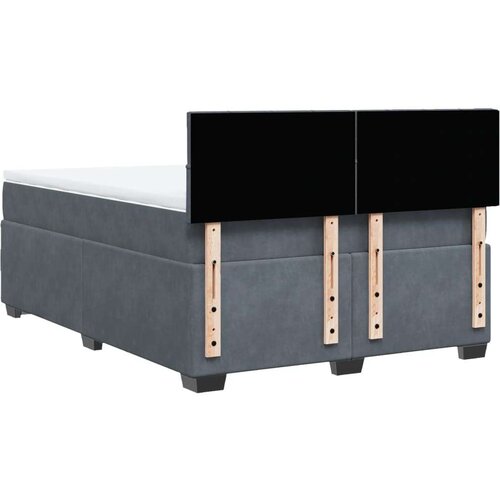 vidaXL Box spring postelja z vzmetnico temno siva 160x200 cm žamet Cene
