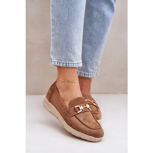 PH2 Breezy moccasins with golden detail and jute weaving brown Lainer Cene