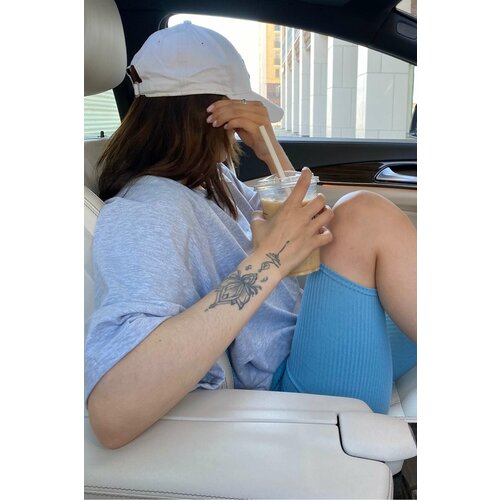 Madmext Gray Oversize Basic Women&amp;#039;s T-Shirt Slike