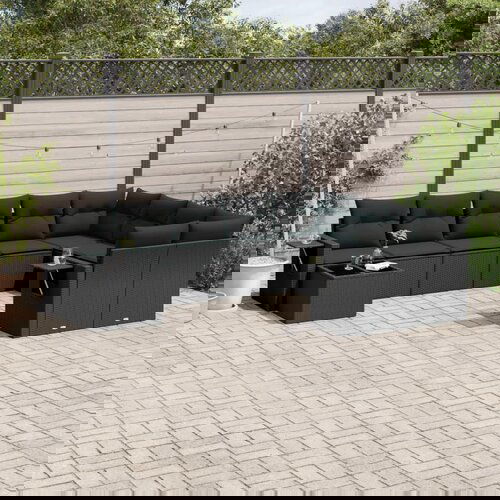 vidaXL 10-dijelni set vrtnih sofa s jastucima crni od poliratana Cijene