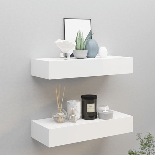 vidaXL Zidne police s ladicama 2 kom bijele 60 x 23,5 x 10 cm MDF Cijene
