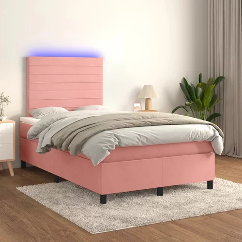  box spring s madracem LED ružičasti 120x200cm baršunasti