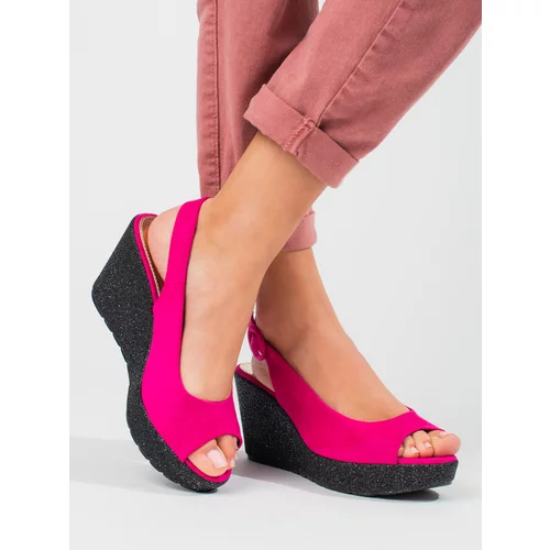 SHELOVET women's lightweight wedge sandals pink