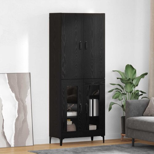 vidaXL Highboard Zidne Crni hrast 69,5 x 34 x 180 cm Konstruirano drvo Cijene