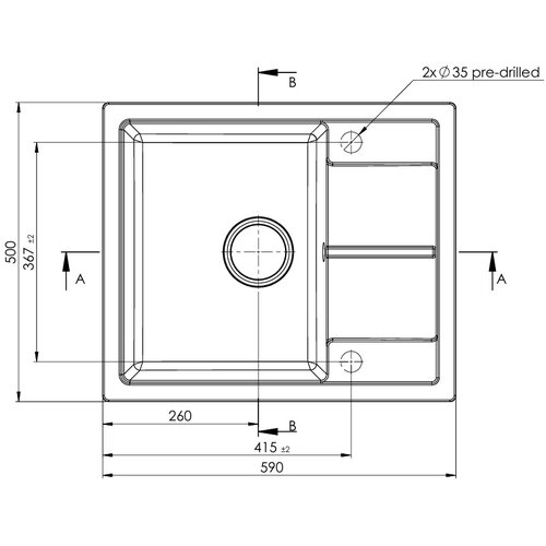 Sandonna sudopera alina crna mat 590x500/203 mm Slike
