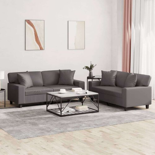  2-dijelni set sofa s jastucima sivi od umjetne kože Cijene