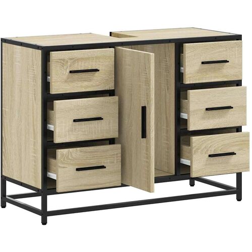 VidaXL Kupaonski ormarić za umivaonik boja hrasta 80x33x60 cm drveni Slike