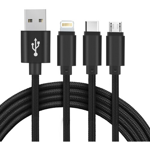 Setty USB 3 v 1 kabel za prenos polnjenja dolžine 1 m Black, (20524342) Slike