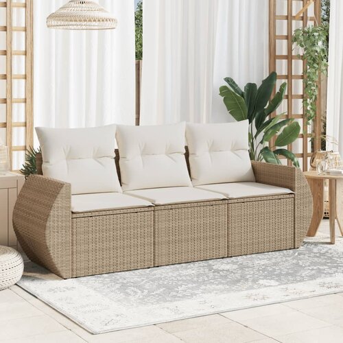 vidaXL 3-dijelni set vrtnih sofa od poliratana s jastucima bež Cene