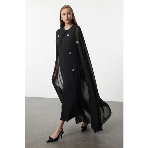 Trendyol Black Woven Stone Embroidered Cloak