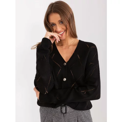 Fashion Hunters Black cardigan with buttons RUE PARIS