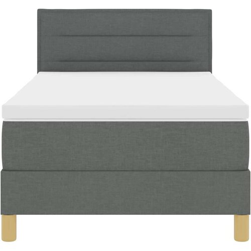 VidaXL Krevet s oprugom s madracem i LED svjetlom Tamnosivi 100x200 cm Tkanina Slike