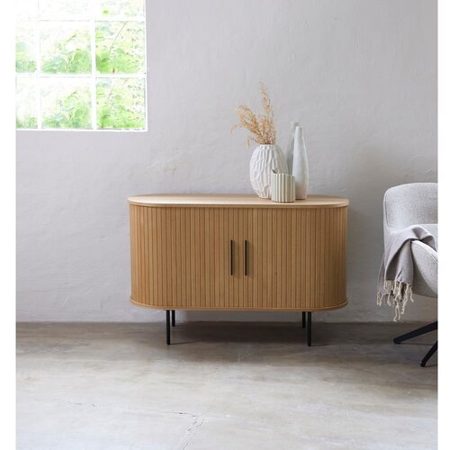 Unique Furniture Komoda v hrastovem dekorju z drsnimi vrati v naravni barvi 120x76x45 cm Nola &amp;ndash; Slike