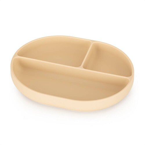 Petite&Mars Silikonski ovalni tanjur s odjeljcima i vakuumom 6 m+ Take&Match, Desert Sand Cene