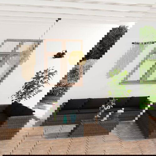 The Living Store Vrtna sedežna garnitura 8-delna z blazinami poli ratan siva - Vrtna Sedežna Garnitura, (21421674) Cene