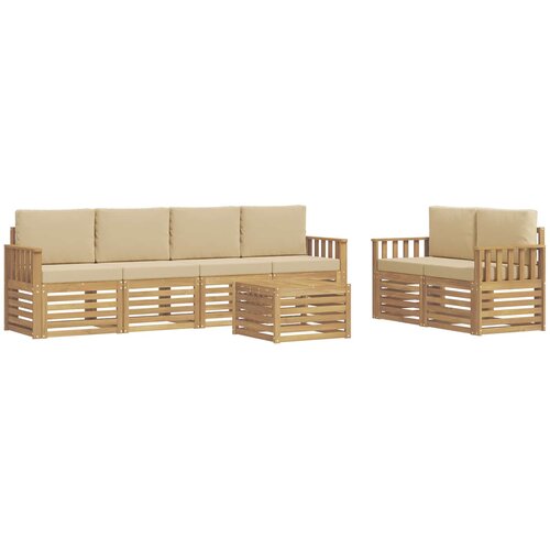  Set vanjskih sofa 7 kom. Bijela i bež Poliester 59 x 59 x 37 cm Slike