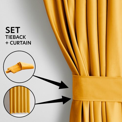 Restilo Žuta zavjesa za djelomično zamračenje od samta 140x270 cm Pleat &amp;ndash; Slike