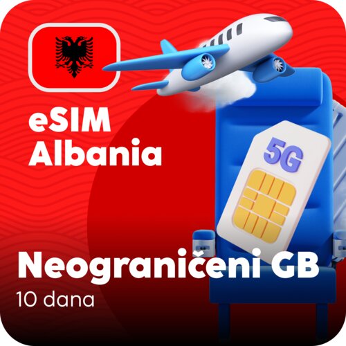 Ananas eSIM Albanija eSIM kartica - Neograničena količina prepaid mobilnih podataka za 10 dana Slike