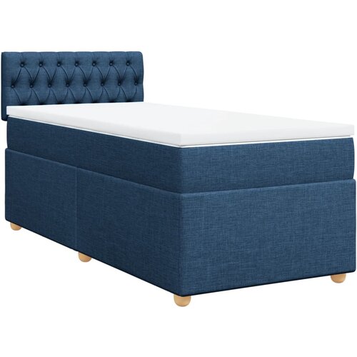 vidaXL Box spring postelja z vzmetnico modra 90x200 cm blago, (21291755) Cene